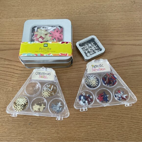 Mixed Scrapbook Craft Supplies Lot w Organizer Wheel Embellishments Card Making - Picture 7 of 8